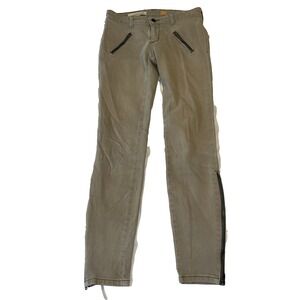 Pilcro And The Letterpress Khaki Pants 25 Stretch Zipper Pocket Boho Biker Jeans